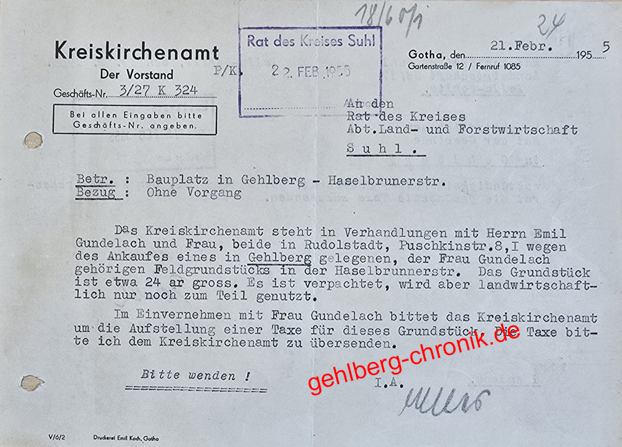 1955 033 Kirche  Gundelachgrundstueck